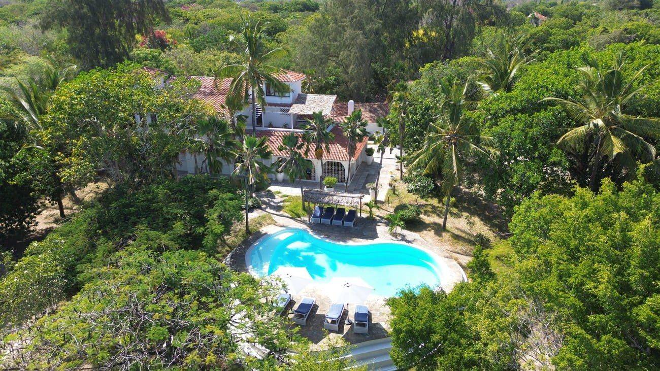 Sandbox pool and gardens from above